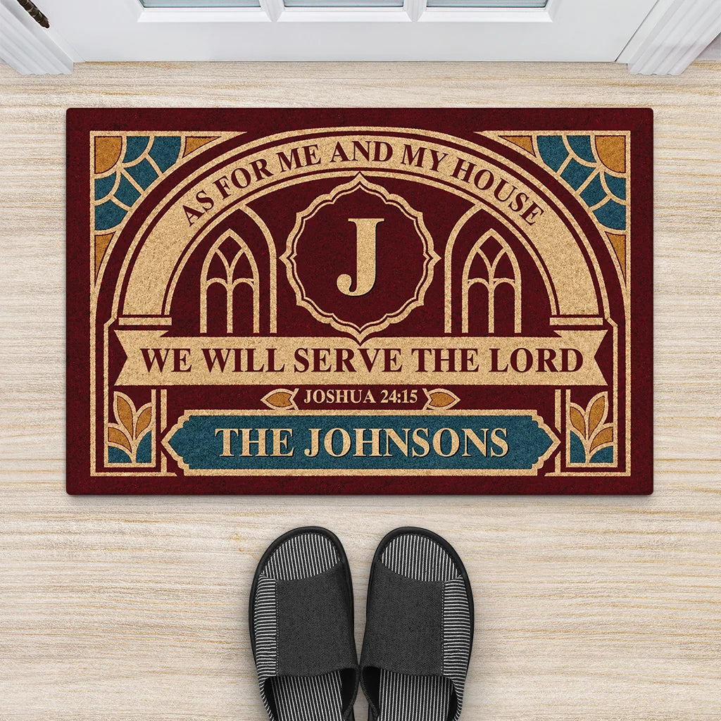 “As for Me and My House, We Will Serve the Lord” – Custom Housewarming Gift, Personalized Doormat for Family