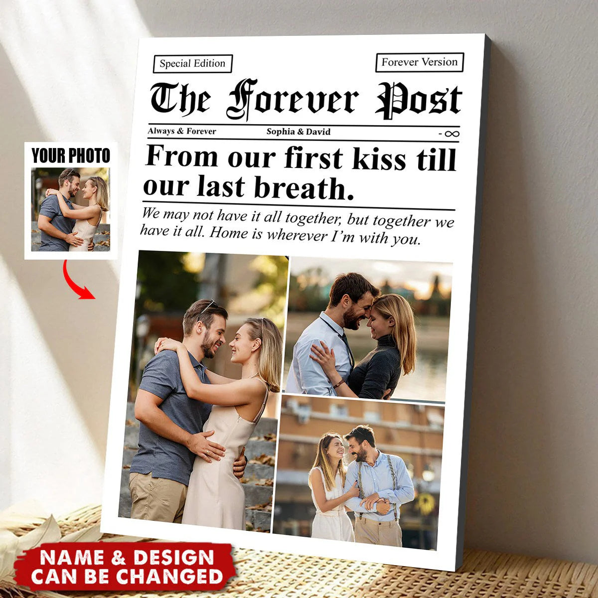 Custom Newspaper Anniversary Poster personalization view for Couples
