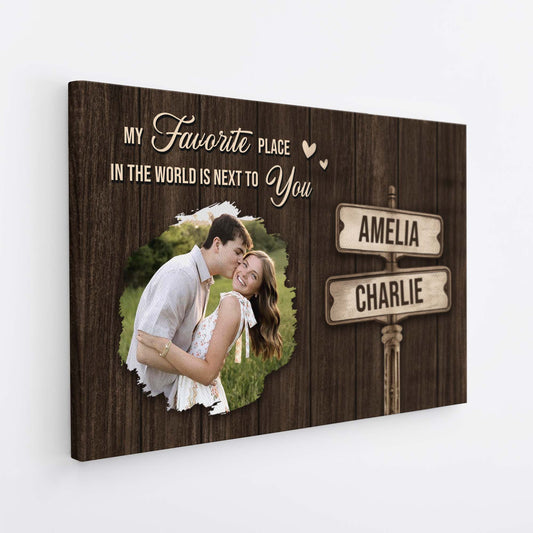 My Favorite Place In The World - Personalized Couple Photo Canvas / Poster for Anniversary
