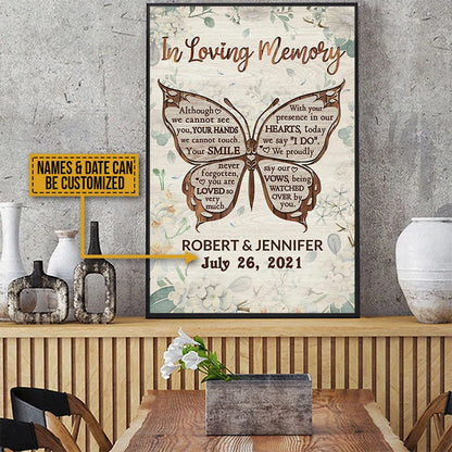 In Loving Memory Wedding Memorial Canvas / Poster - Custom Butterfly Wall Decor for Couples