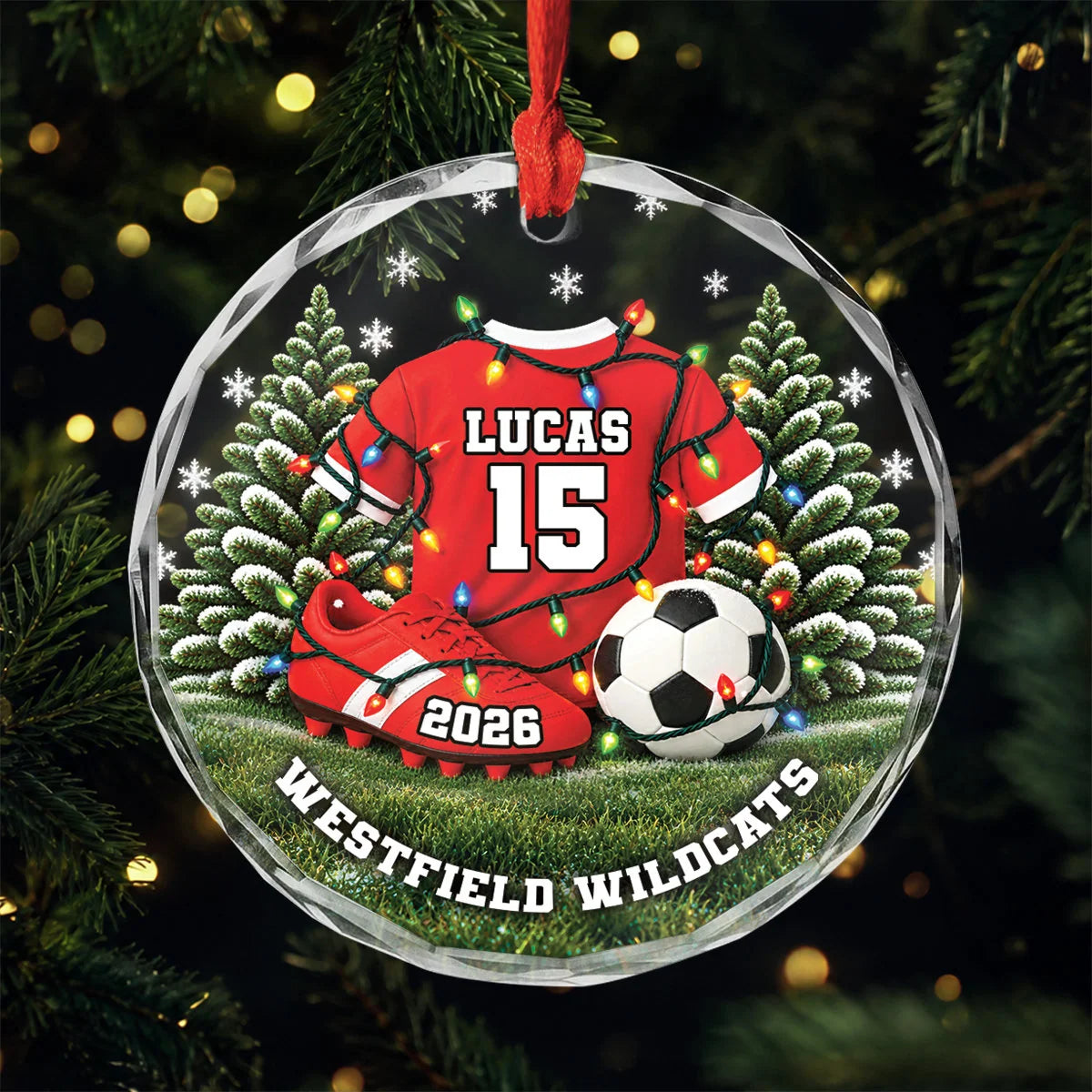 Soccer Jersey Personalized Glass Ornament - Christmas Tree Keepsake for Youth Players