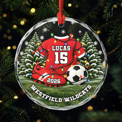 Soccer Jersey Personalized Glass Ornament - Christmas Tree Keepsake for Youth Players