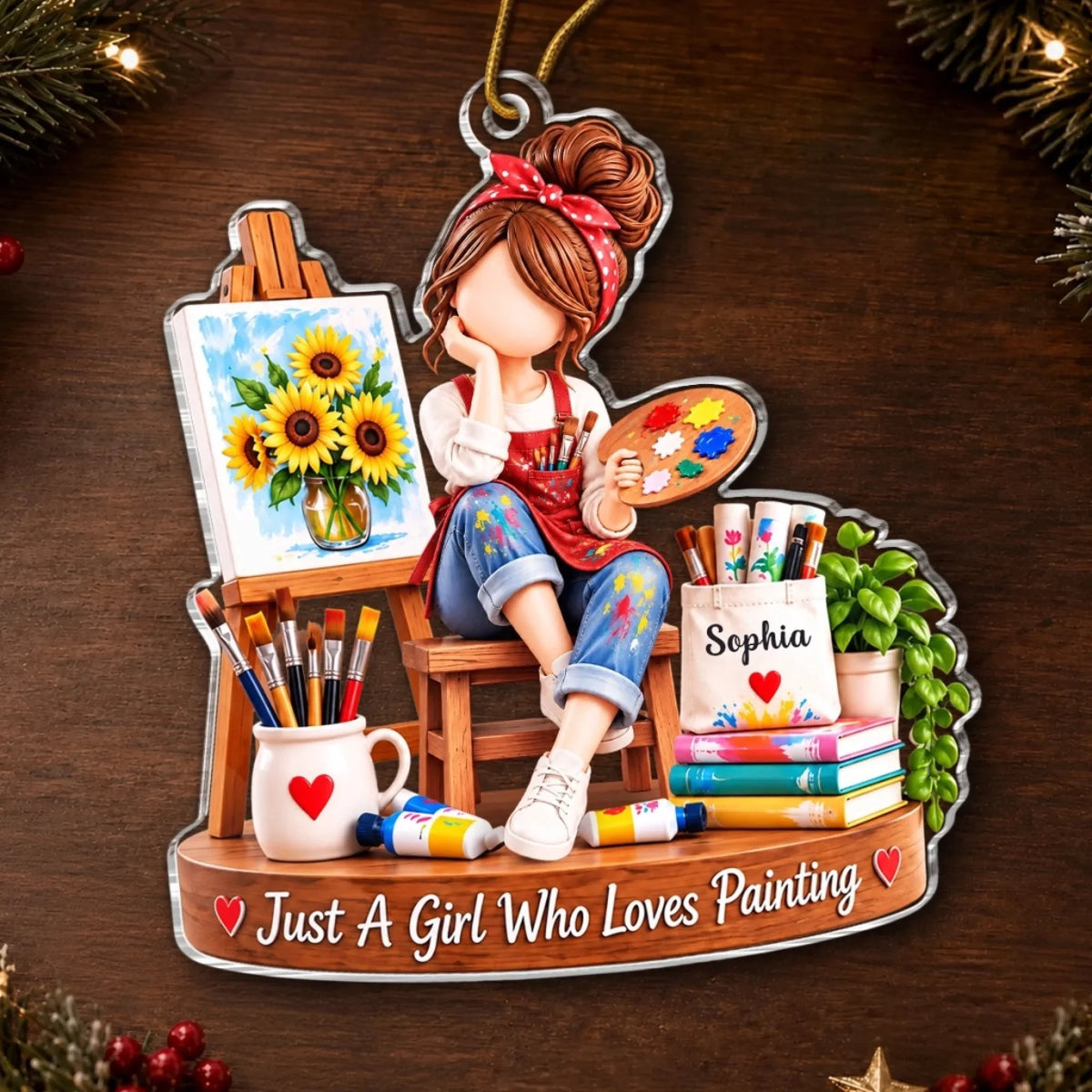 Custom Painting Girl Christmas Gifts for Artists - Personalized Acrylic Ornament - Christmas Gift For Artist, Painting Girls 7eb8febb-bdcb-4010-8a92-0a1ed178fa99-banner-5.jpeg