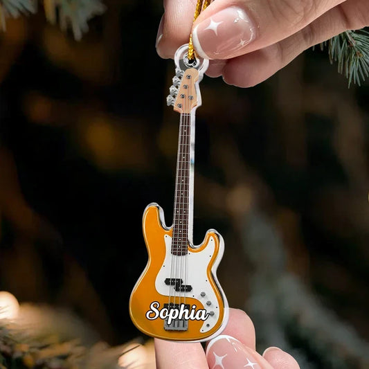 Personalized Musician Name Guitar Shaped Acrylic Ornament - Keepsake Christmas Gift for Guitarists