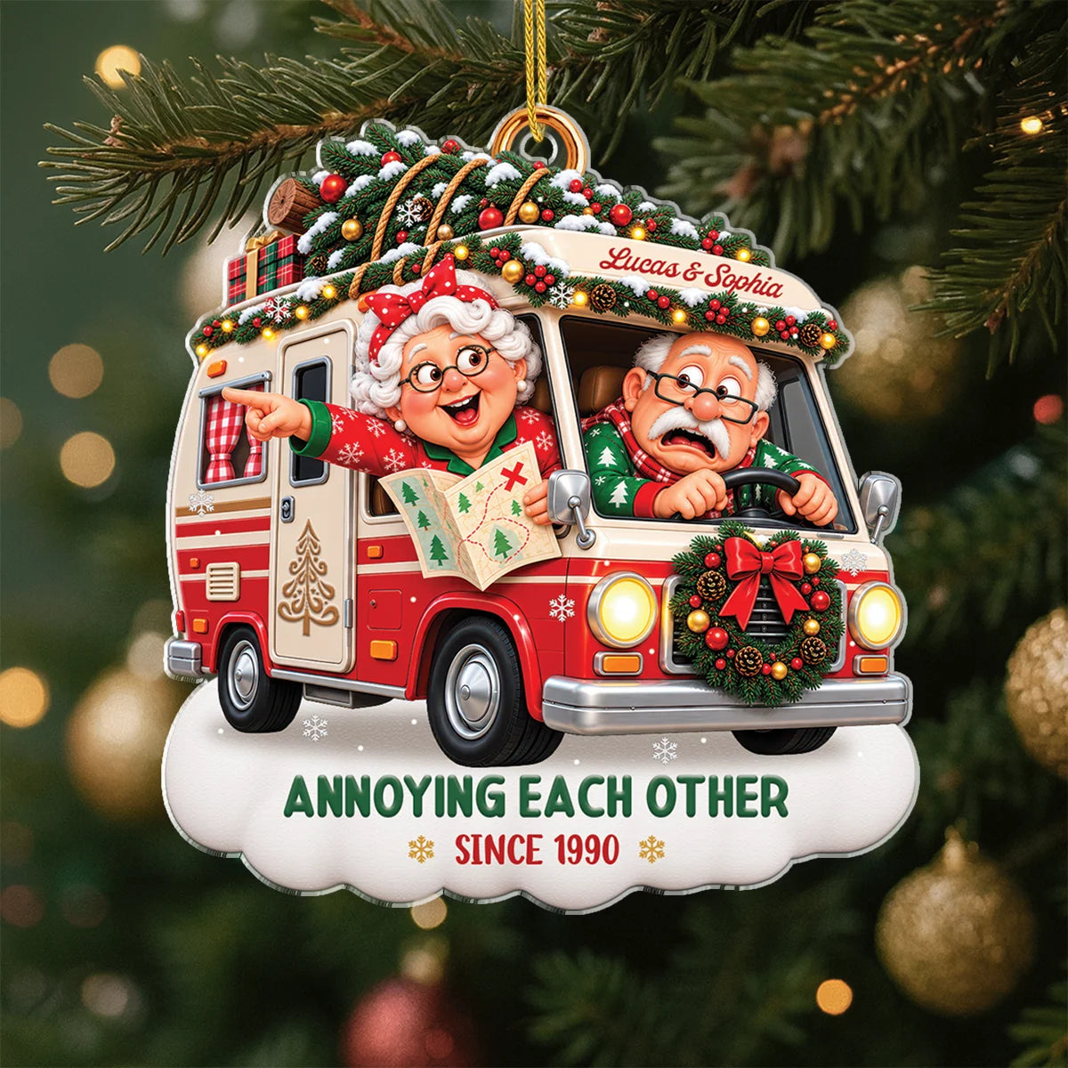 Still Driving Each Other Crazy Personalized Acrylic Ornament - Funny Road Trip Christmas Keepsake for Couples