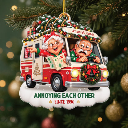 Still Driving Each Other Crazy Personalized Acrylic Ornament - Funny Road Trip Christmas Keepsake for Couples