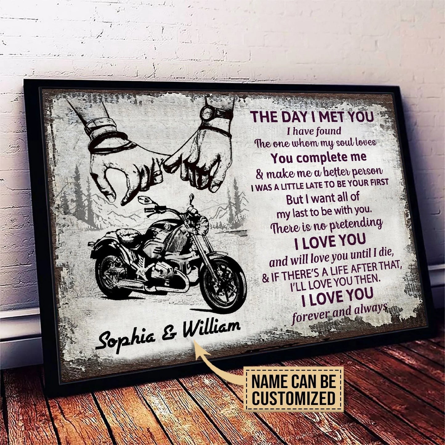 "The Day I Met You" Personalized Motorcycle Couple Canvas / Poster - Custom Anniversary Gift for Him or Her