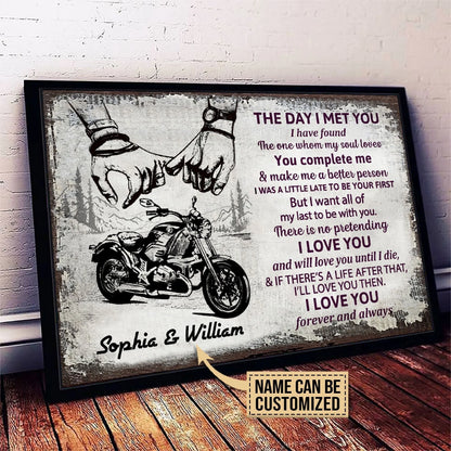 "The Day I Met You" Personalized Motorcycle Couple Canvas / Poster - Custom Anniversary Gift for Him or Her