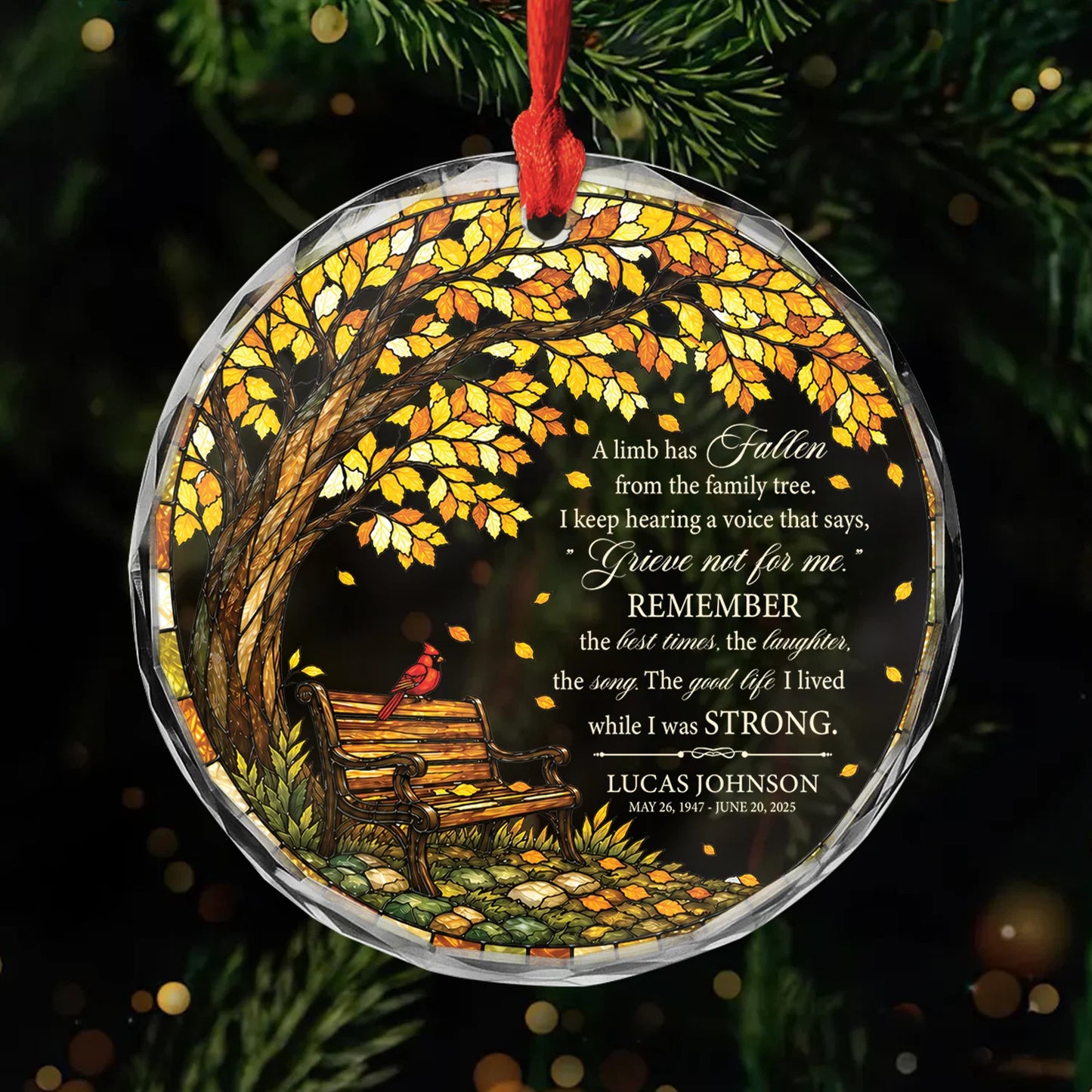 A Limb Has Fallen From The Family Tree - Personalized Memorial Glass Ornament Keepsake