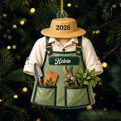 Gardener Apron Personalized Acrylic Ornament - Custom Garden Keepsake Gift for Plant Lovers