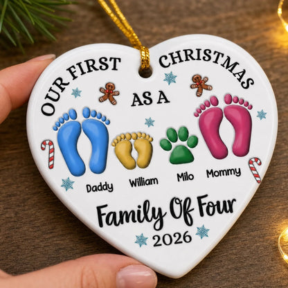 "Our First Christmas as a Family" Personalized Ceramic Ornament - Keepsake Gift for Mom & Dad
