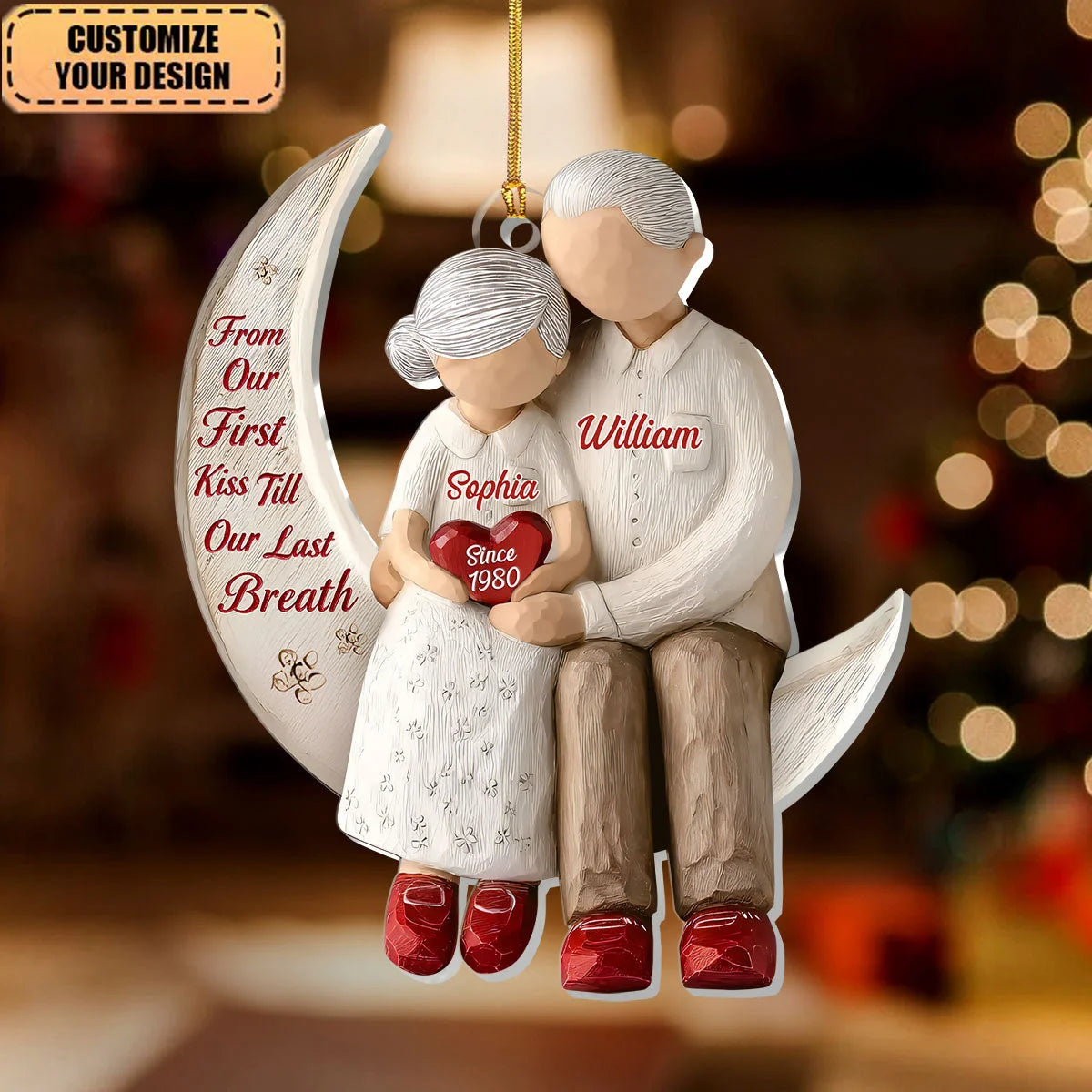 From Our First Kiss Till Our Last Breath - Personalized Acrylic Ornament for Couples Anniversary