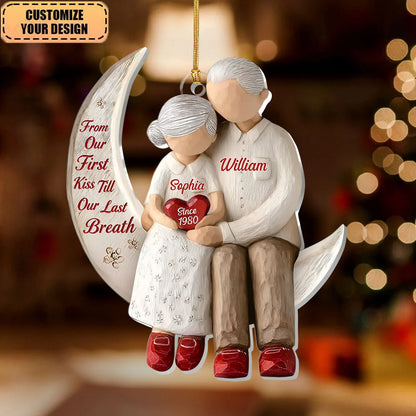 From Our First Kiss Till Our Last Breath - Personalized Acrylic Ornament for Couples Anniversary