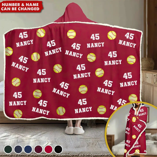 Play Hard Play Smart Personalized Sports Hoodie Blanket - Custom Name Number Gift for Athletes