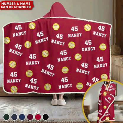Play Hard Play Smart Personalized Sports Hoodie Blanket - Custom Name Number Gift for Athletes