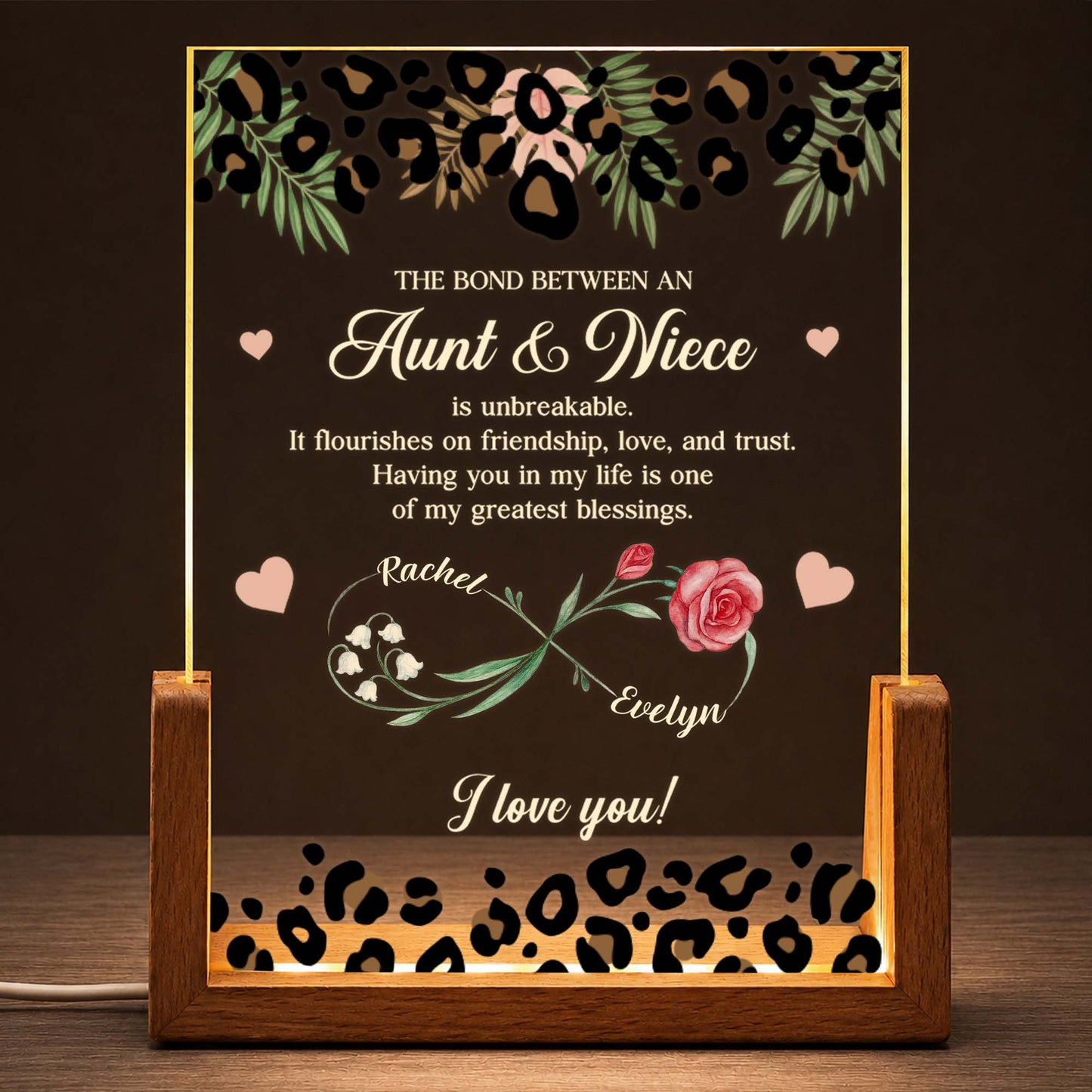 Personalized Aunt And Niece Night Light personalization view for Aunt / Uncle