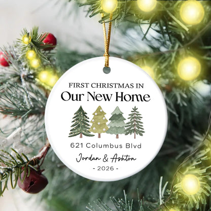 Personalized Our First Christmas in Our New Home Ornament - Custom Ceramic Couples Keepsake Gift for New Homeowners