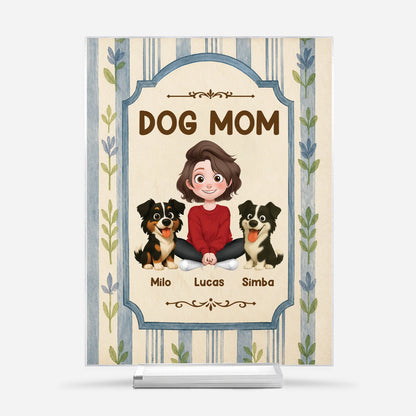 Custom Dog Mom Acrylic Plaque - Personalized Gift for Pet Lovers