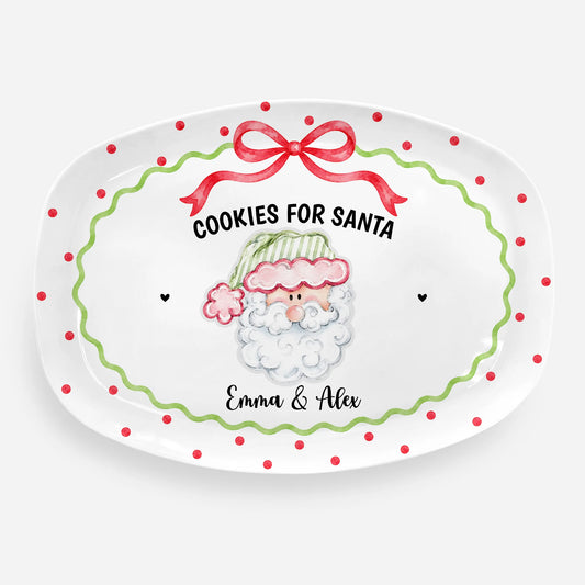"Cookies For Santa" Personalized Christmas Treat Platter Plate - Custom Kids & Family Keepsake