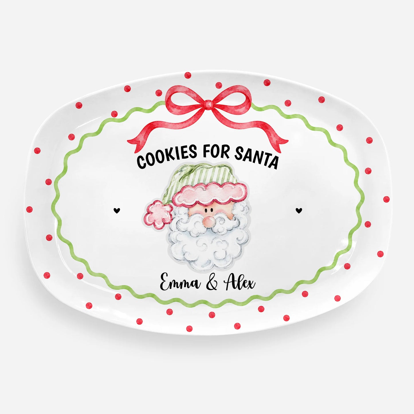 "Cookies For Santa" Personalized Christmas Treat Platter Plate - Custom Kids & Family Keepsake