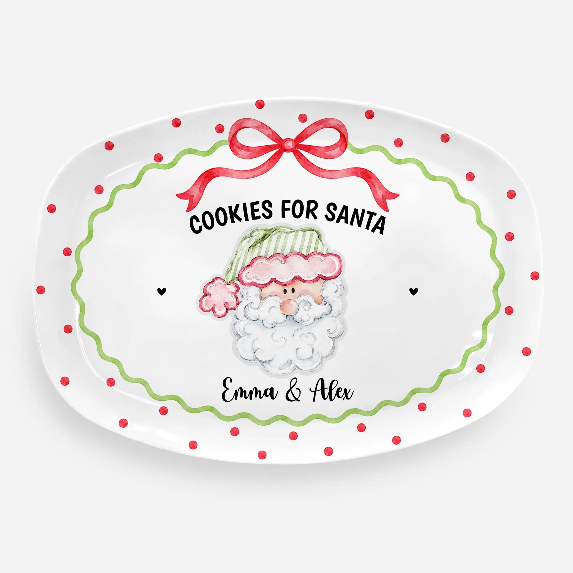 "Cookies For Santa" Personalized Christmas Treat Platter Plate - Custom Kids & Family Keepsake