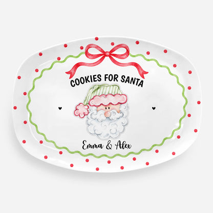 "Cookies For Santa" Personalized Christmas Treat Platter Plate - Custom Kids & Family Keepsake