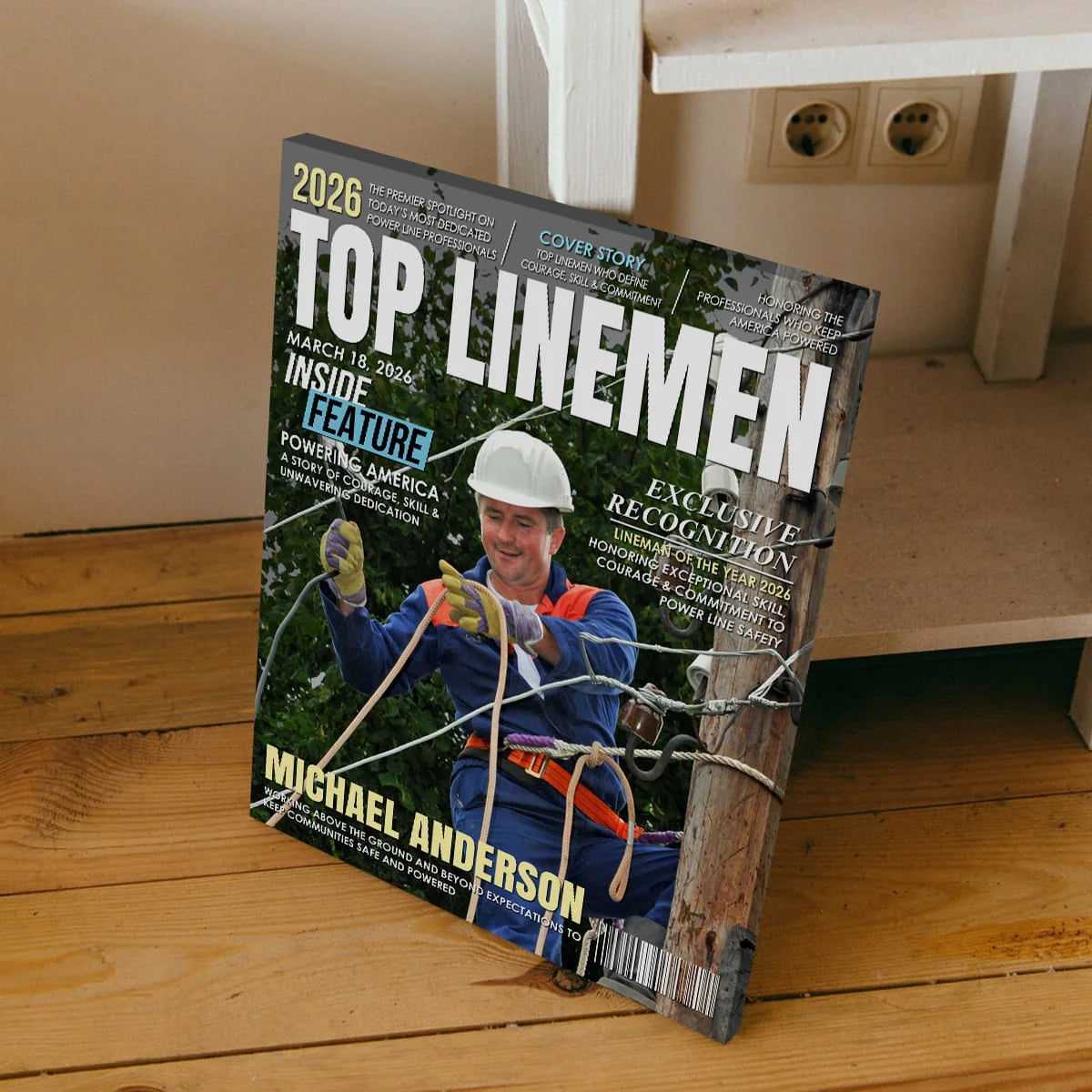 Top Linemen Custom Magazine Canvas / Poster - Personalized Recognition Gift for Electrical Lineworker