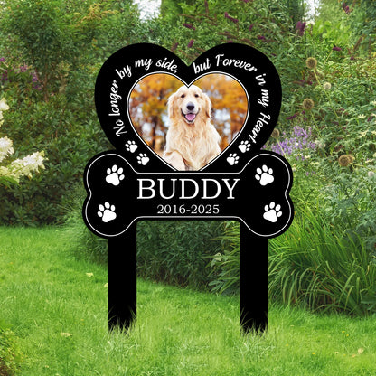 You Left Paw Prints On My Heart - Personalized Dog Photo Memorial Garden Stake for Yard