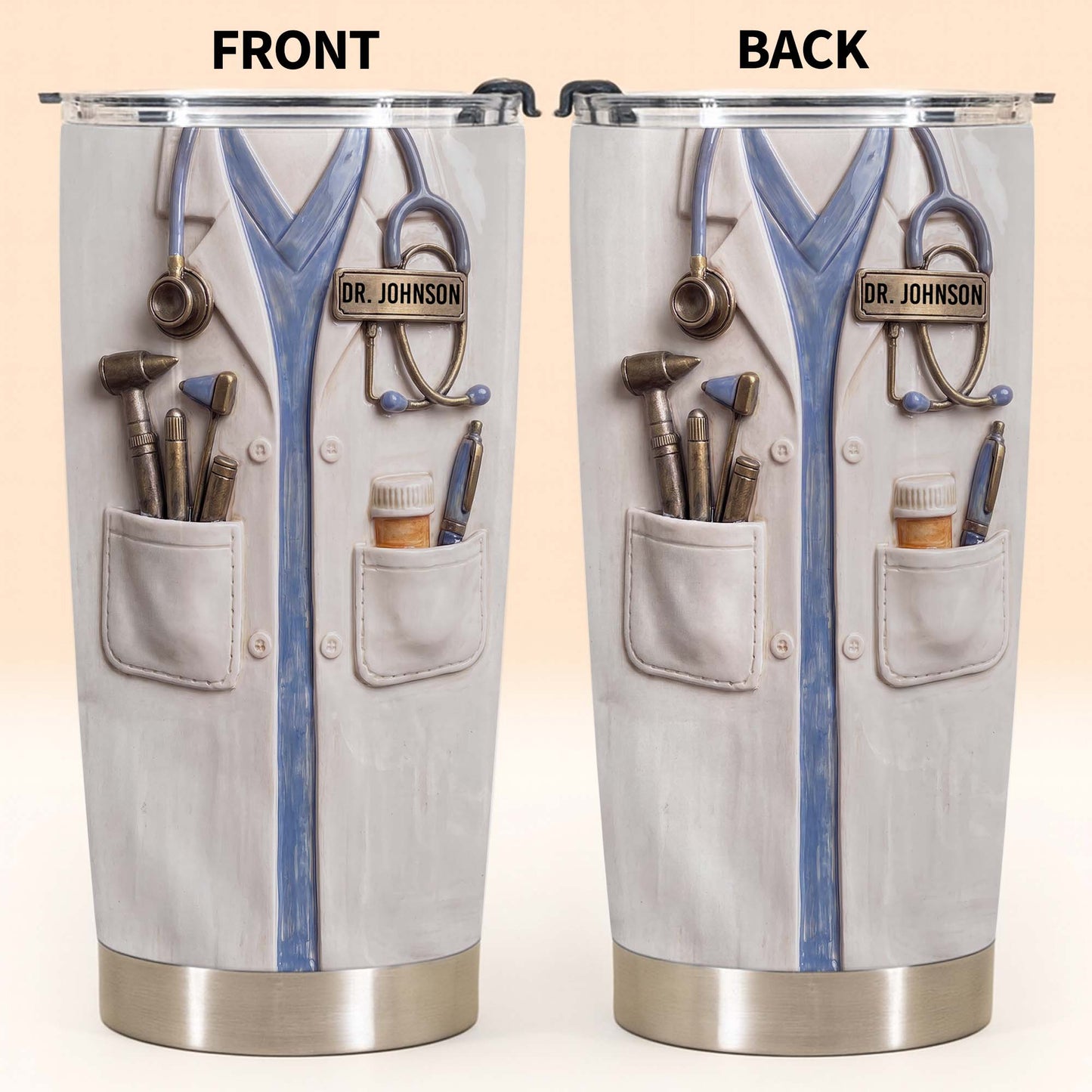 Tumbler material and size view - Personalized Doctor Tumbler