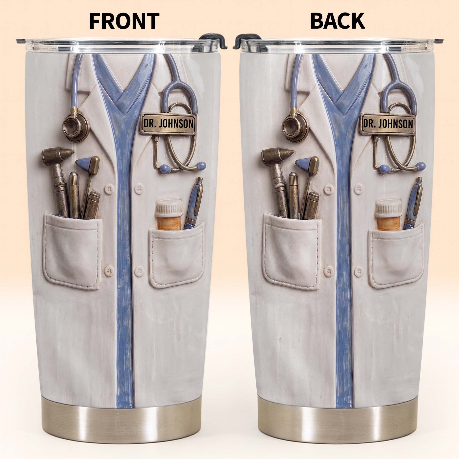 Tumbler material and size view - Personalized Doctor Tumbler