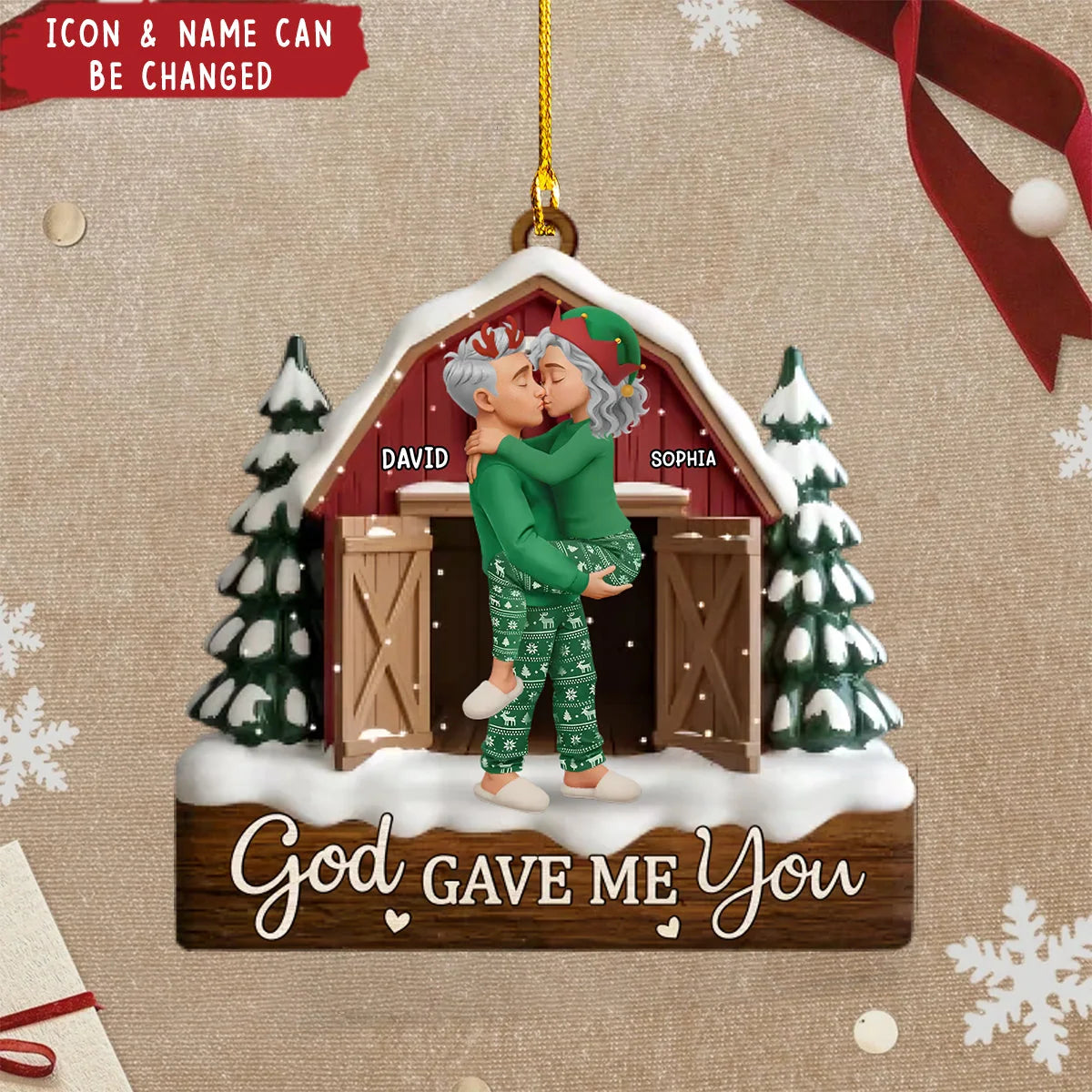 God Knew My Heart Needed You Personalized Acrylic Ornament - Custom Couple Christmas Gift for Husband and Wife