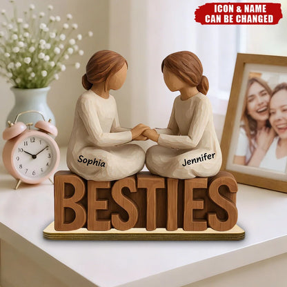 Besties Forever Together Personalized Wooden Plaque - Custom Keepsake Gift for Best Friends