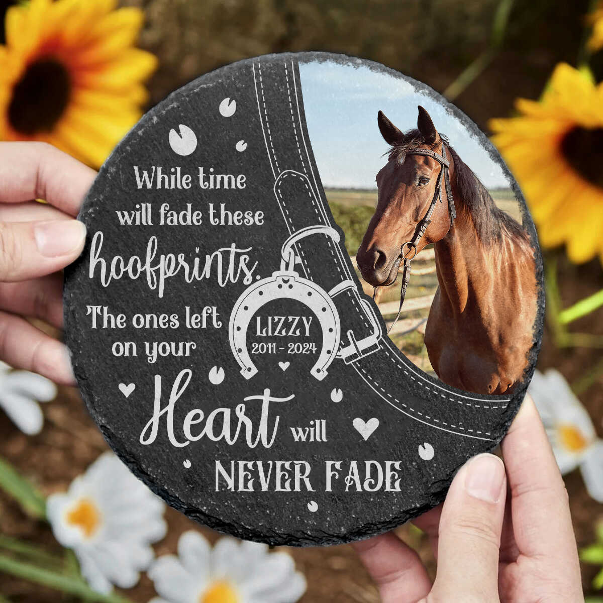 Personalized Horse Photo Memorial Stone - Custom Equestrian Loss Tribute Gift