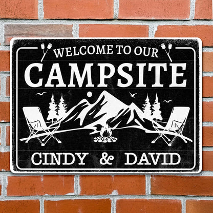 Custom Campsite Metal Sign personalization view for Couples