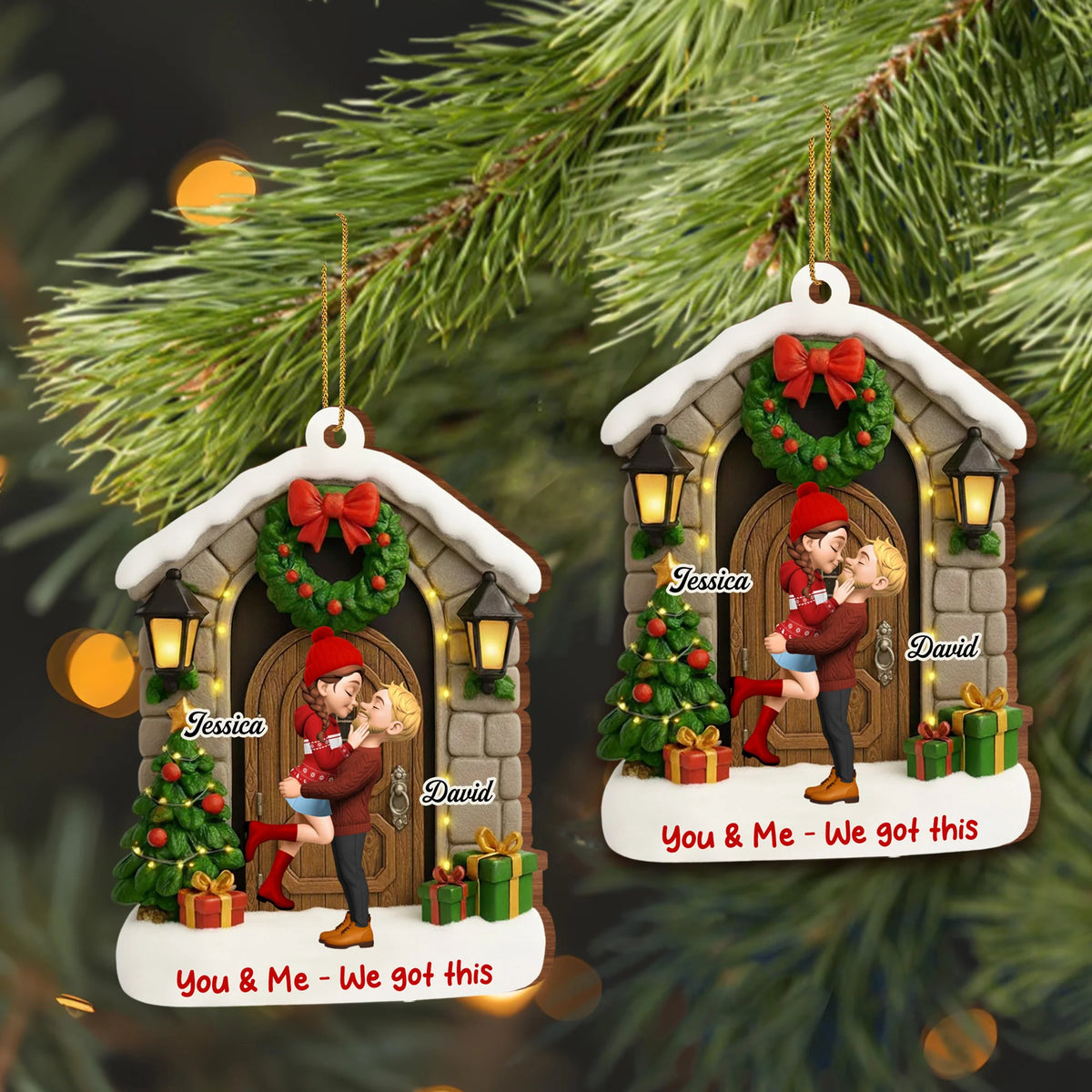 You & Me We Got This Personalized Couple Wooden Ornament - Custom Holiday Keepsake Gift