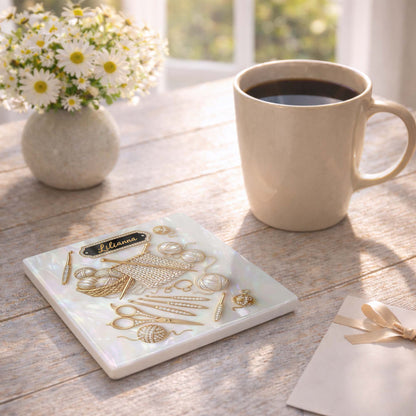 Jewelry Dish material and size view - Custom Crochet Coaster