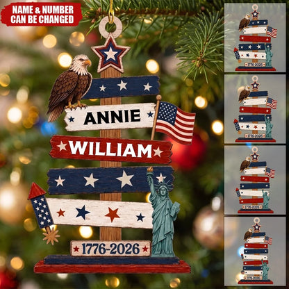 1776-2026 America 250th Anniversary - Personalized Wooden Ornament Keepsake for Family