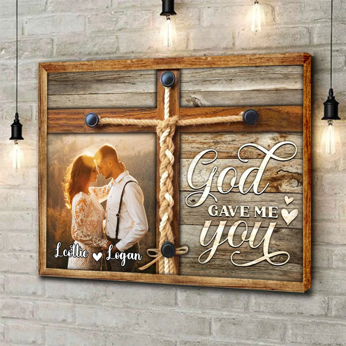 "God Gave Me You" Personalized Couple Photo Canvas / Poster - Custom Anniversary Gift Wall Art
