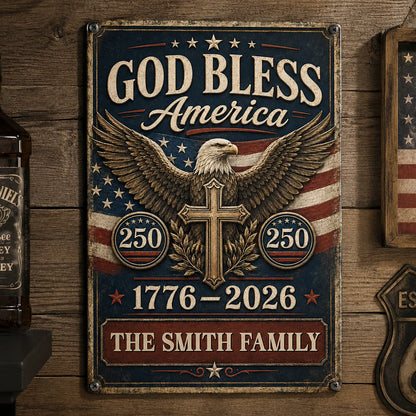 Metal Sign material and size view - 250Th American Semiquincentennial Metal Sign