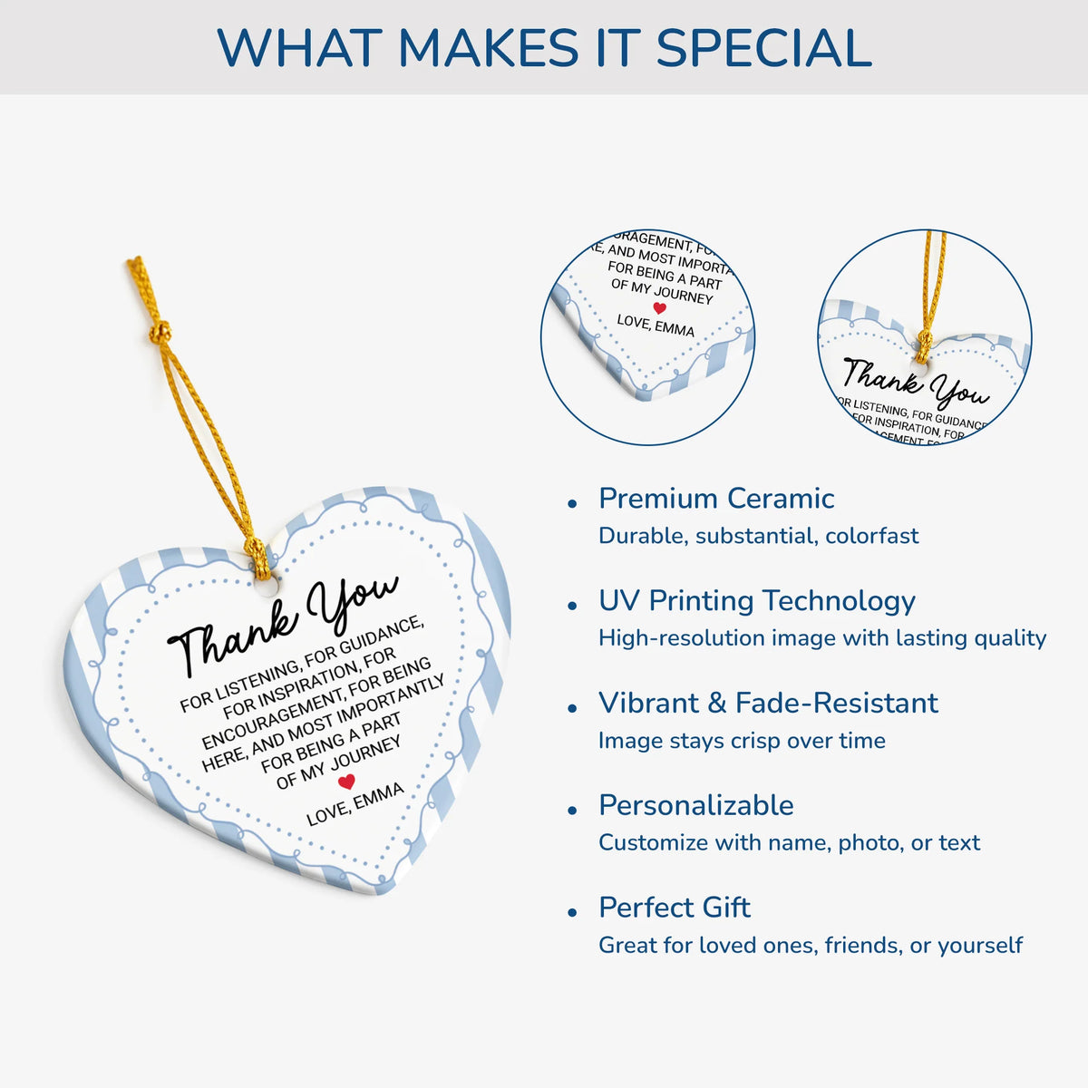 Thank You For Listening Personalized Ceramic Ornament - Custom Coworker Appreciation Gift