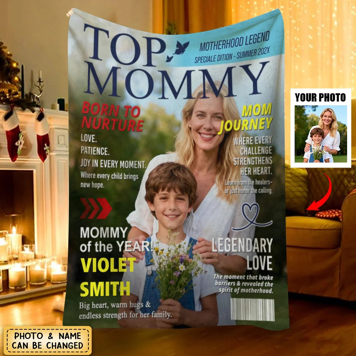 Personalized "Top Mommy" Blanket - Custom Photo Keepsake Gift for Mom