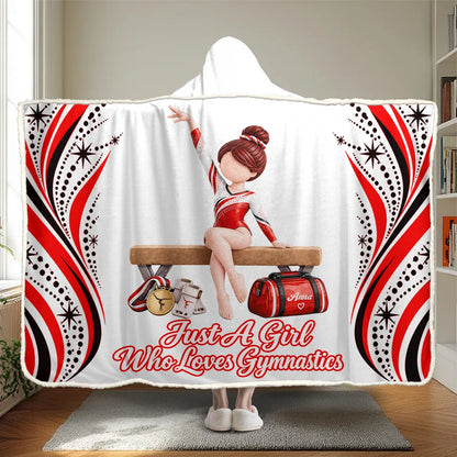 Just A Girl Who Loves Gymnastics, Personalized Gymnastics Wearable Blanket Hoodie For Gymnastics Lovers, Gymnast A2110 T24 VN09