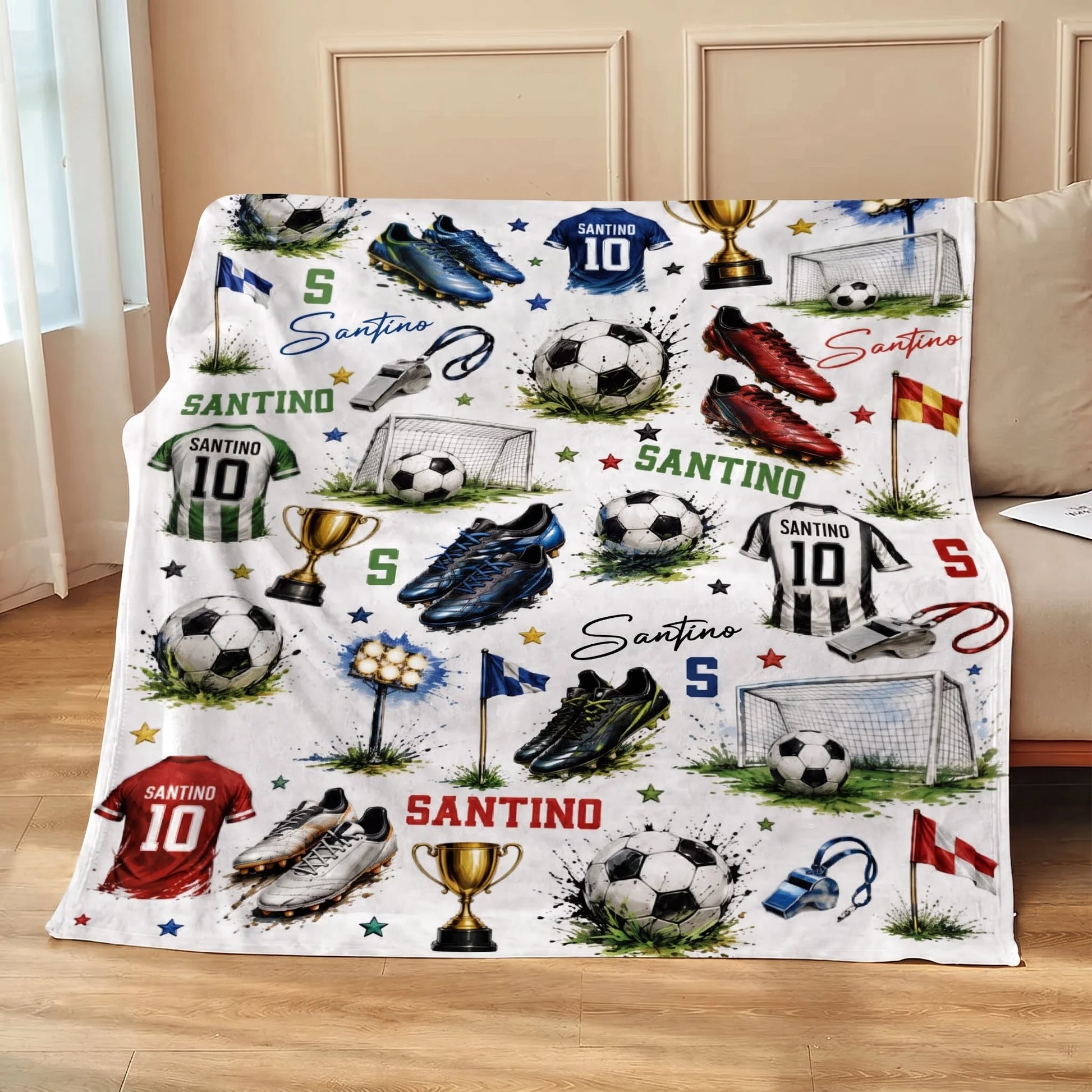 Personalized Soccer Blanket personalization view for Kids/Babies