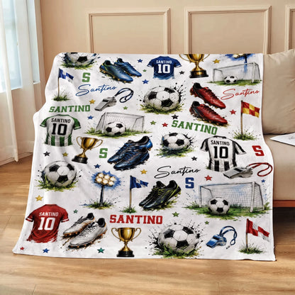 Personalized Soccer Blanket personalization view for Kids/Babies