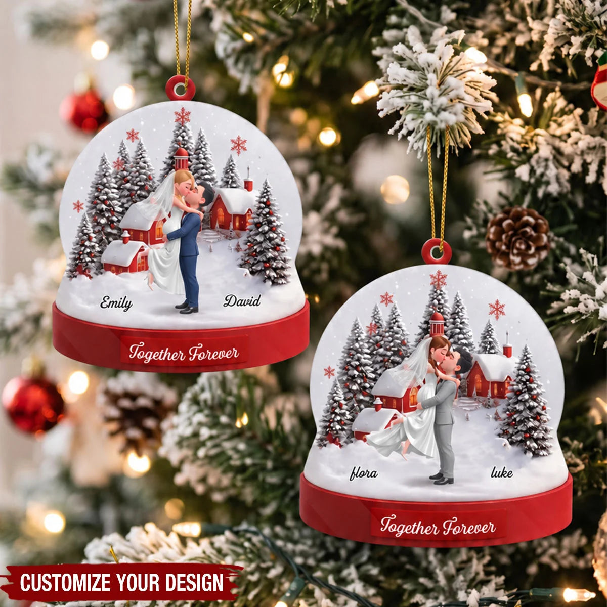 Together Forever Personalized Wooden Ornament - Custom Wedding Keepsake Gift for Couples