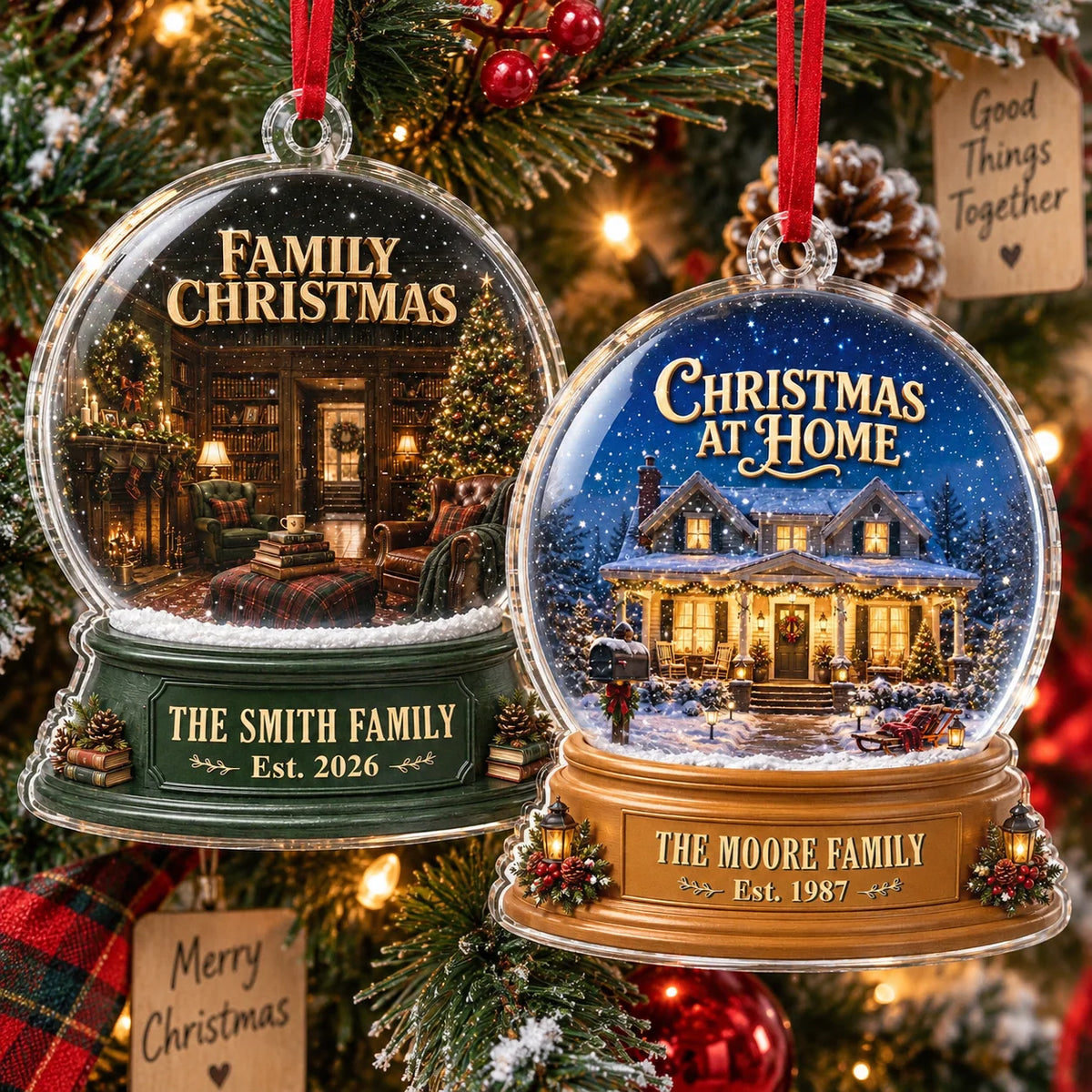 Christmas at Home Personalized Acrylic Ornament - Holiday Keepsake for Family