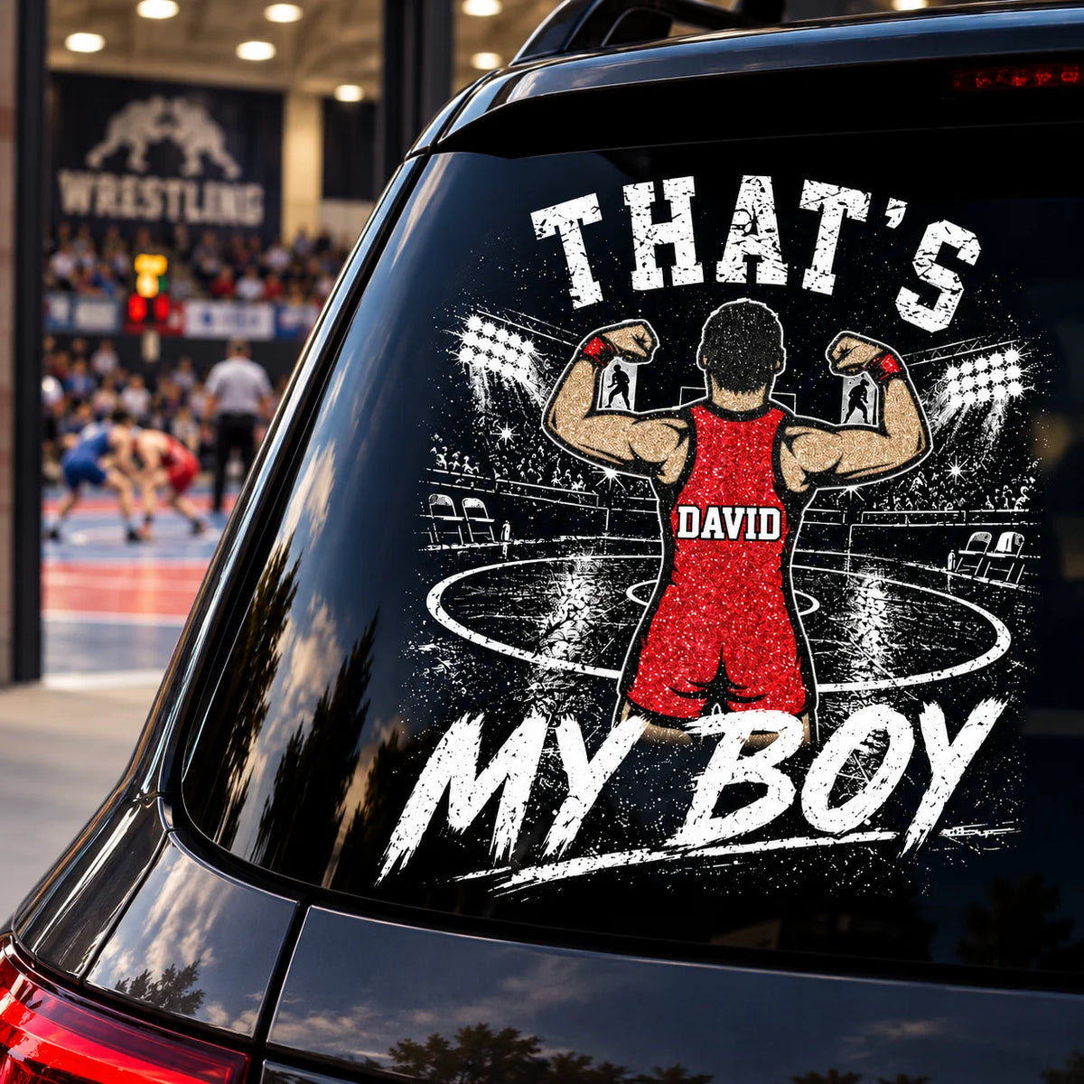 Personalized That's My Boy Wrestling Car Decal, Custom Wrestling Player Name & Number Sticker, Gift for Sports Moms and Dads T1807 T24