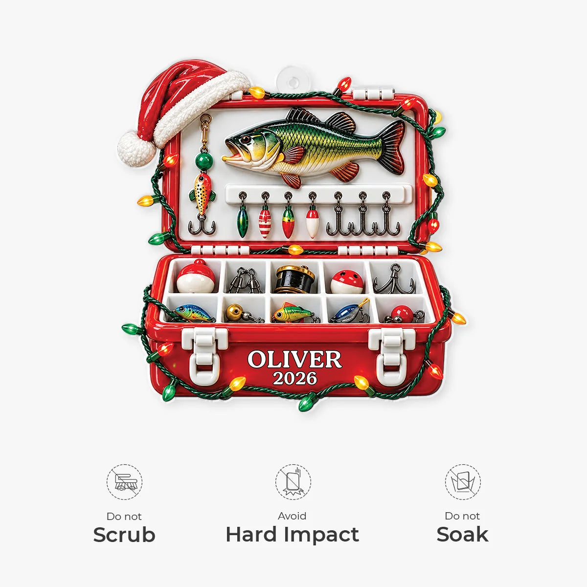 Personalized Fishing Tackle Box Acrylic Ornament - Custom Angler Christmas Keepsake for Fisherman