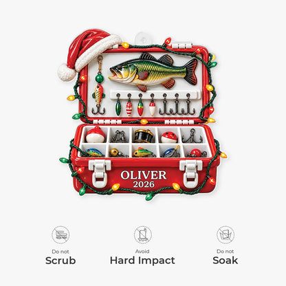 Personalized Fishing Tackle Box Acrylic Ornament - Custom Angler Christmas Keepsake for Fisherman