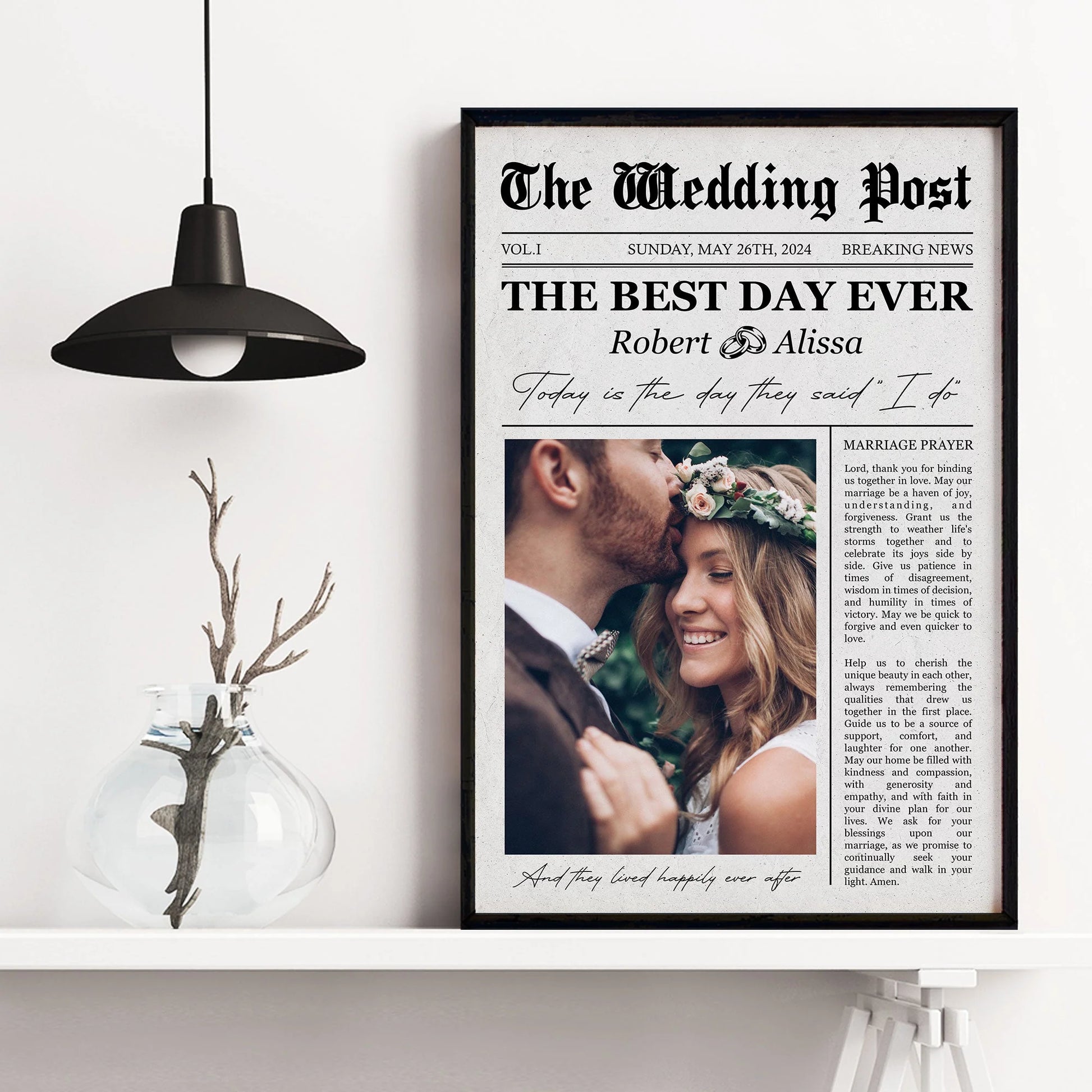 Custom Marriage Prayer Photo Poster for Couples with personalized design details for meaningful gifting image 7